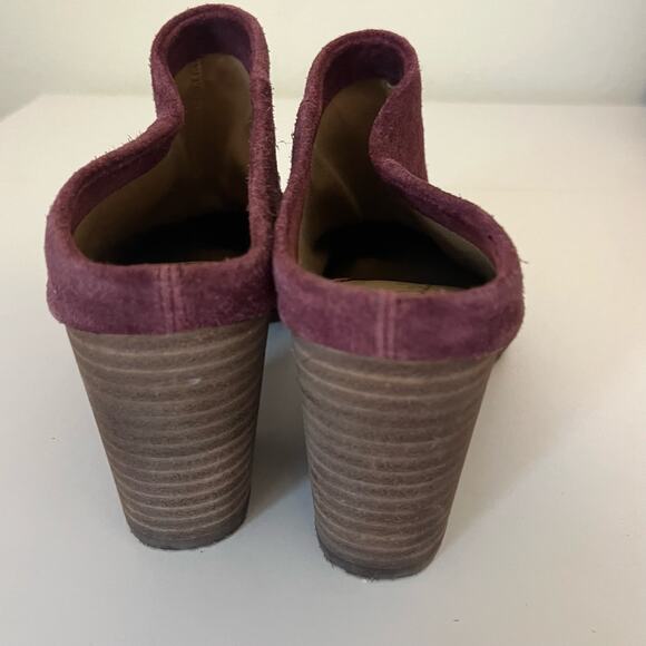 Splendid Wine Suede Debrah Slip On Mule 3 Inch Stacked Heel Sz 7.5 7 1/2 - Picture 5 of 9